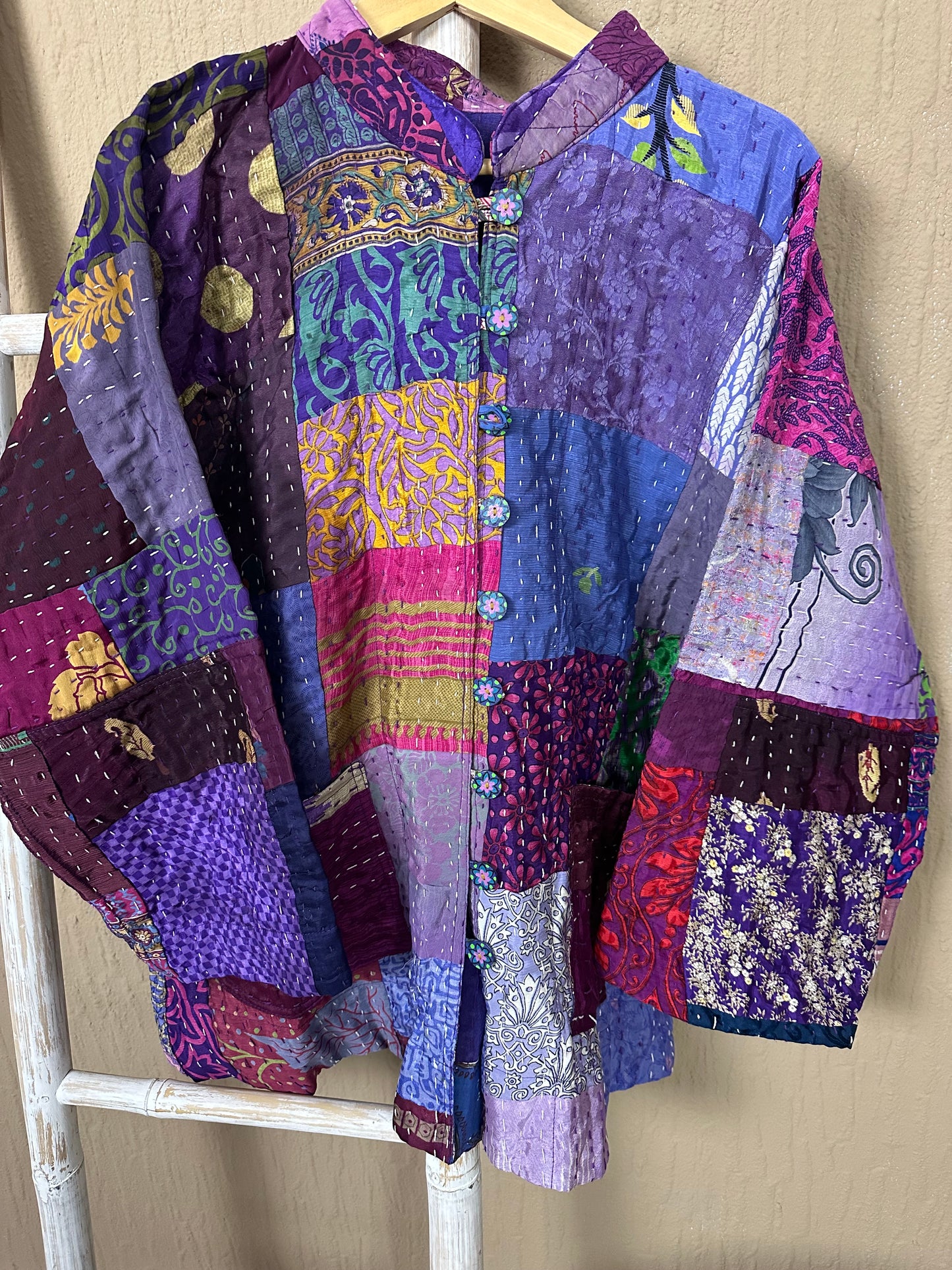 Vintage Kantha Jacke Seide