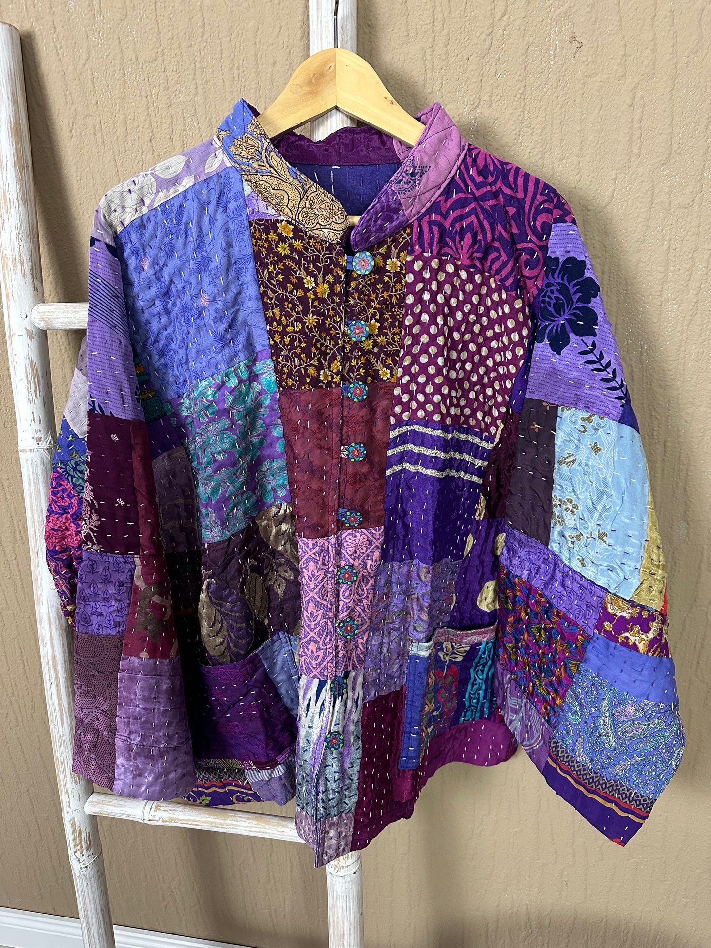 Vintage Kantha Jacke Seide