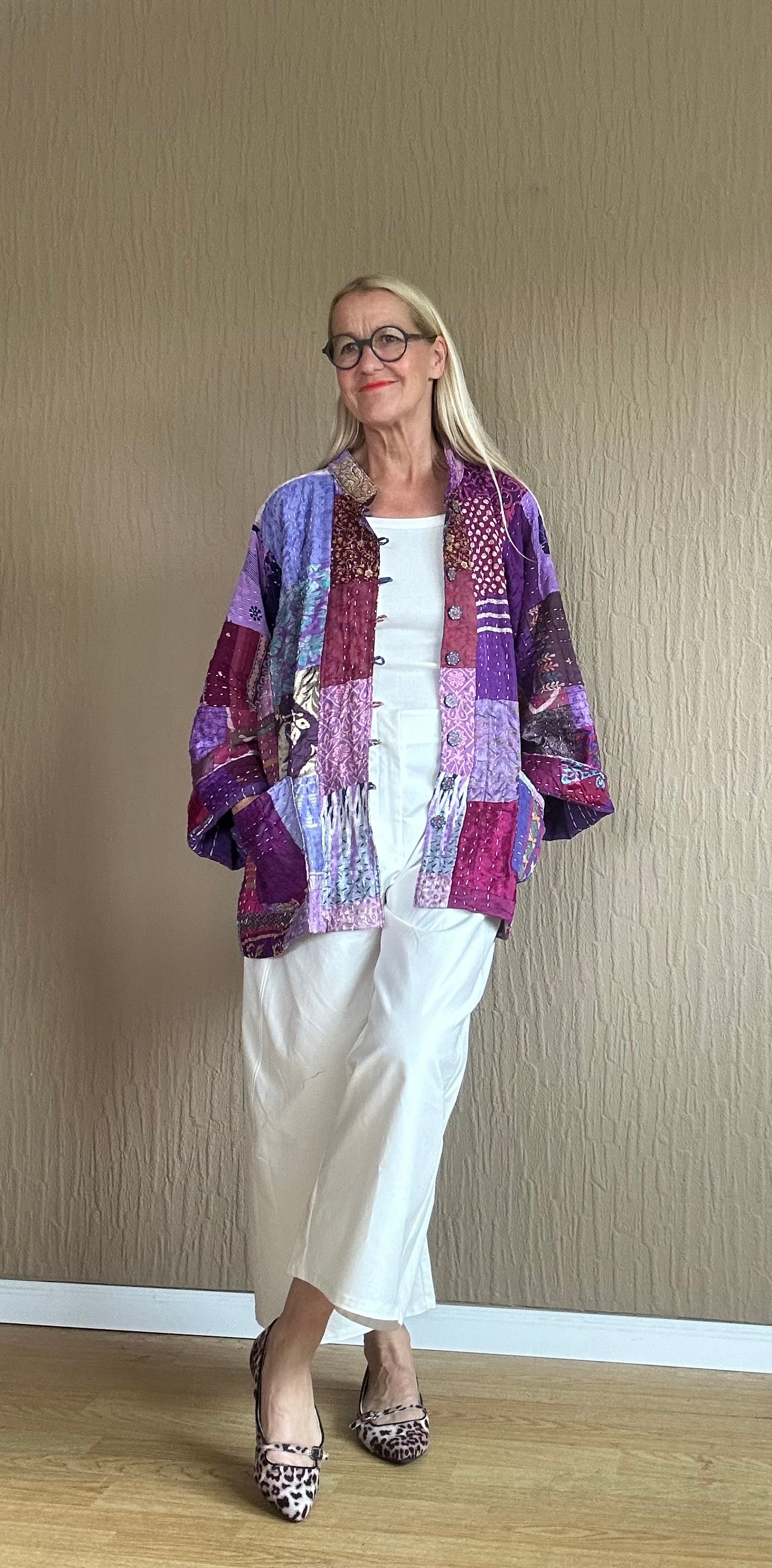 Vintage Kantha Jacke Seide
