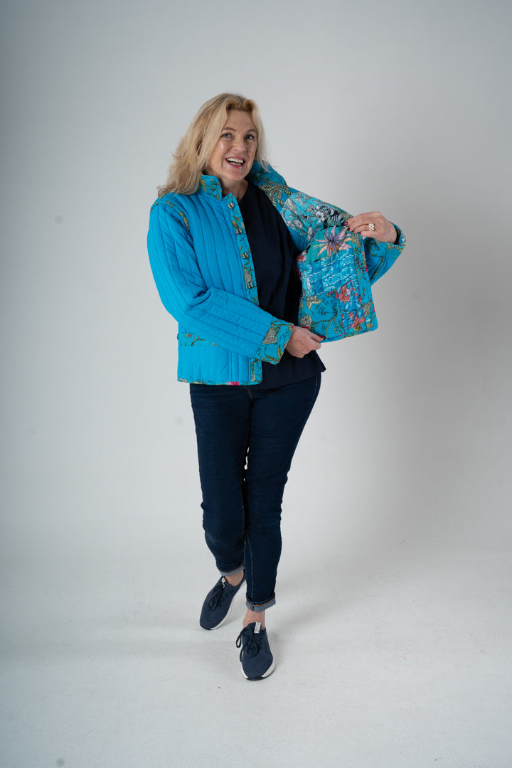 Patchwork Jacke Blau