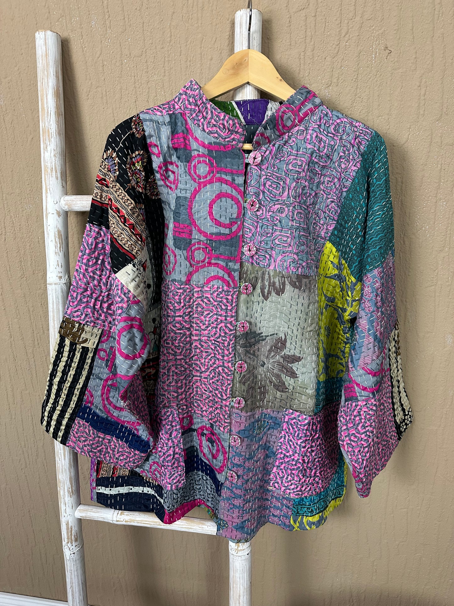 Vintage Kantha Jacke Seide