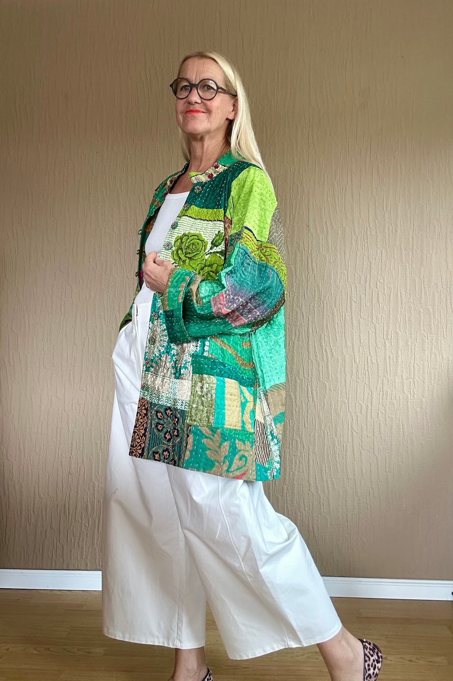 Vintage Kantha Jacke Seide