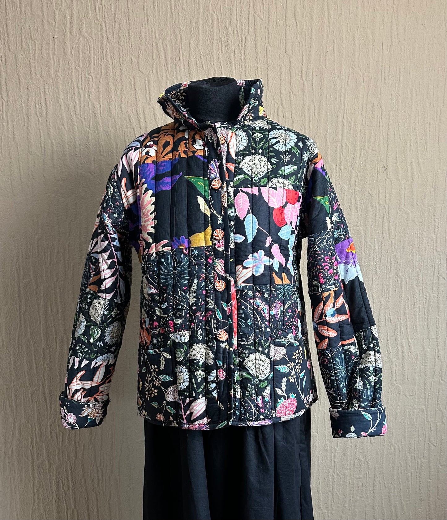 Patchwork Jacke Schwarz