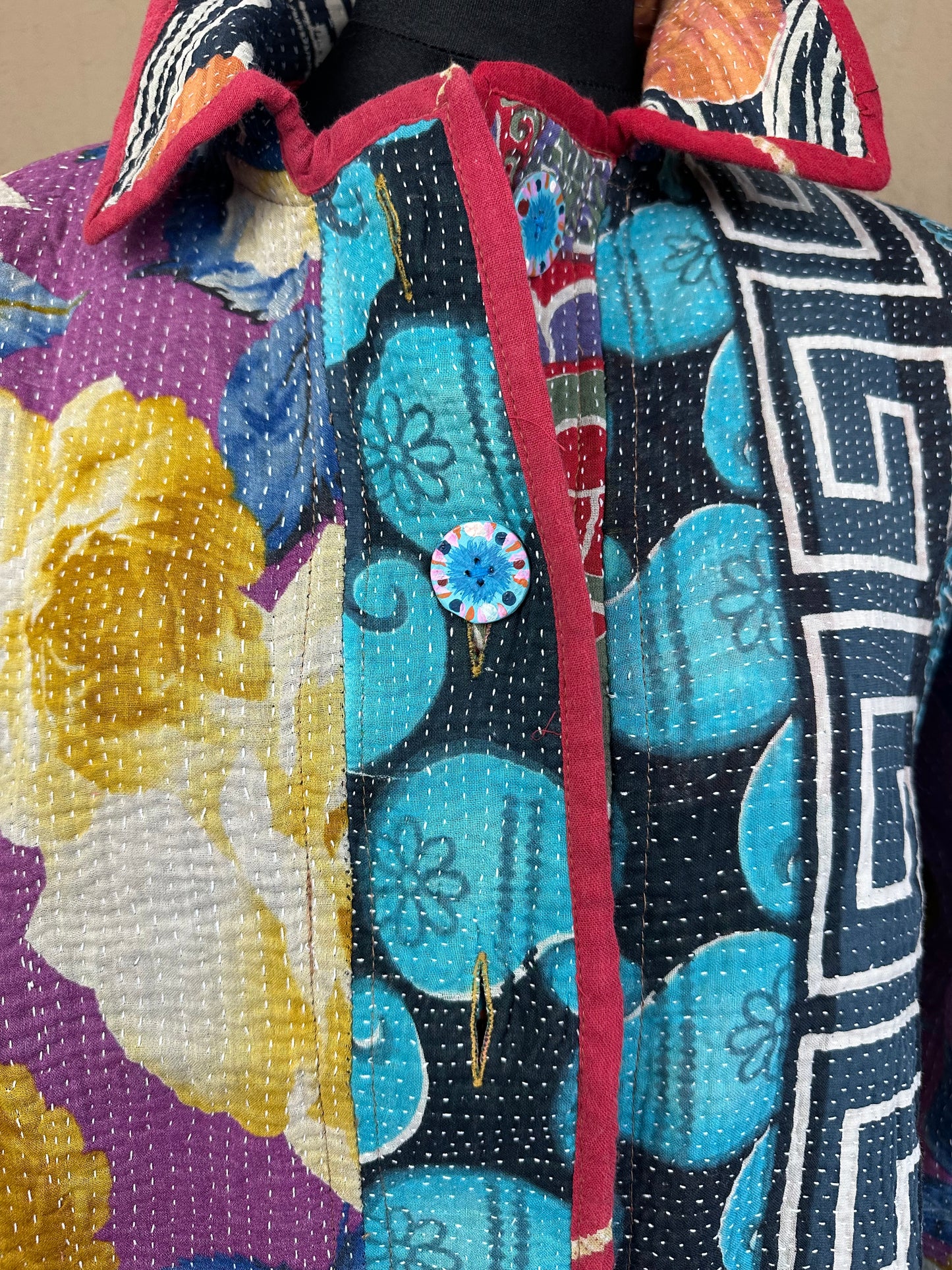 Vintage Kantha Jacke Nahaufnahme