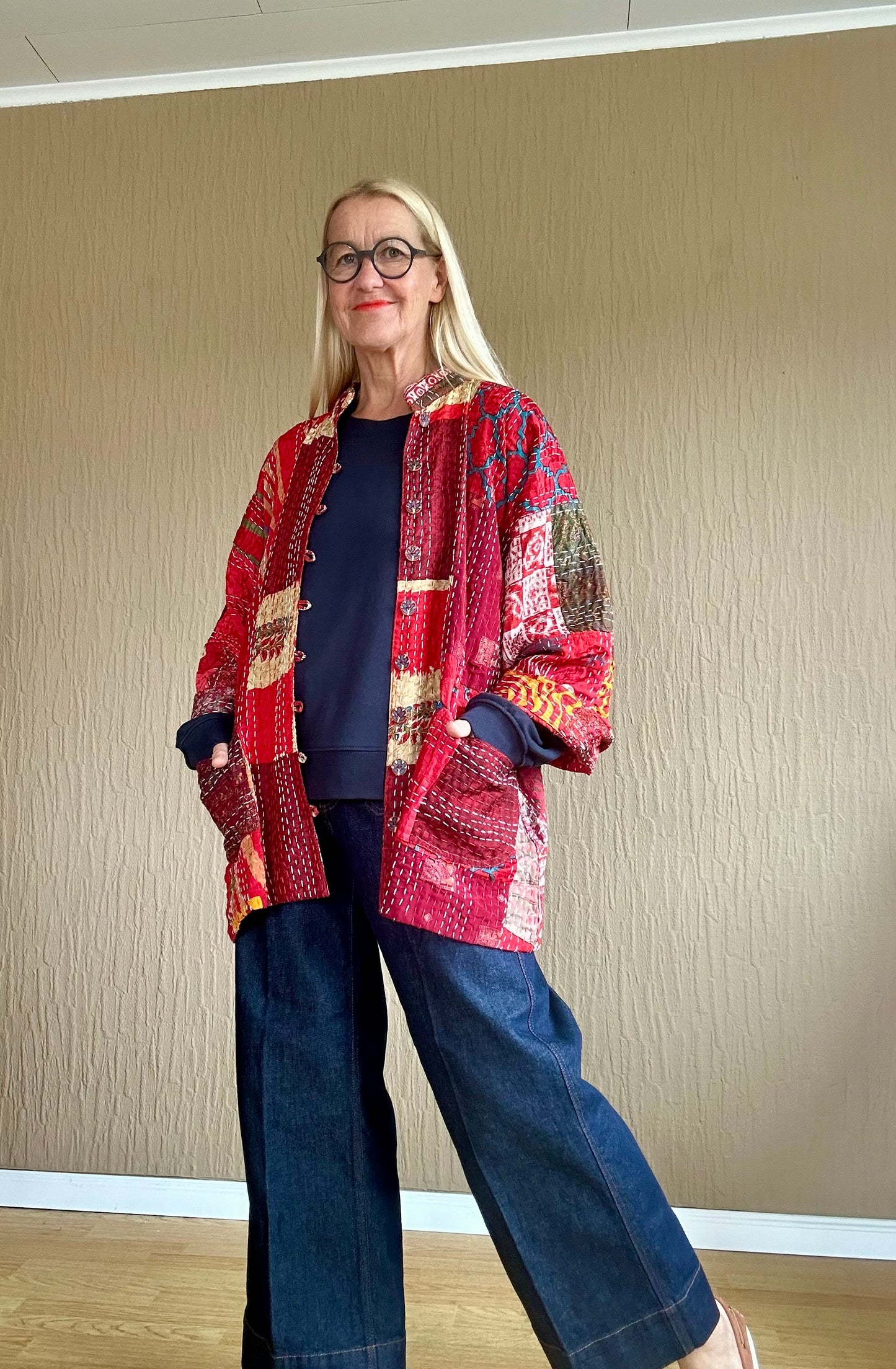 Vintage Kantha Jacke Seide