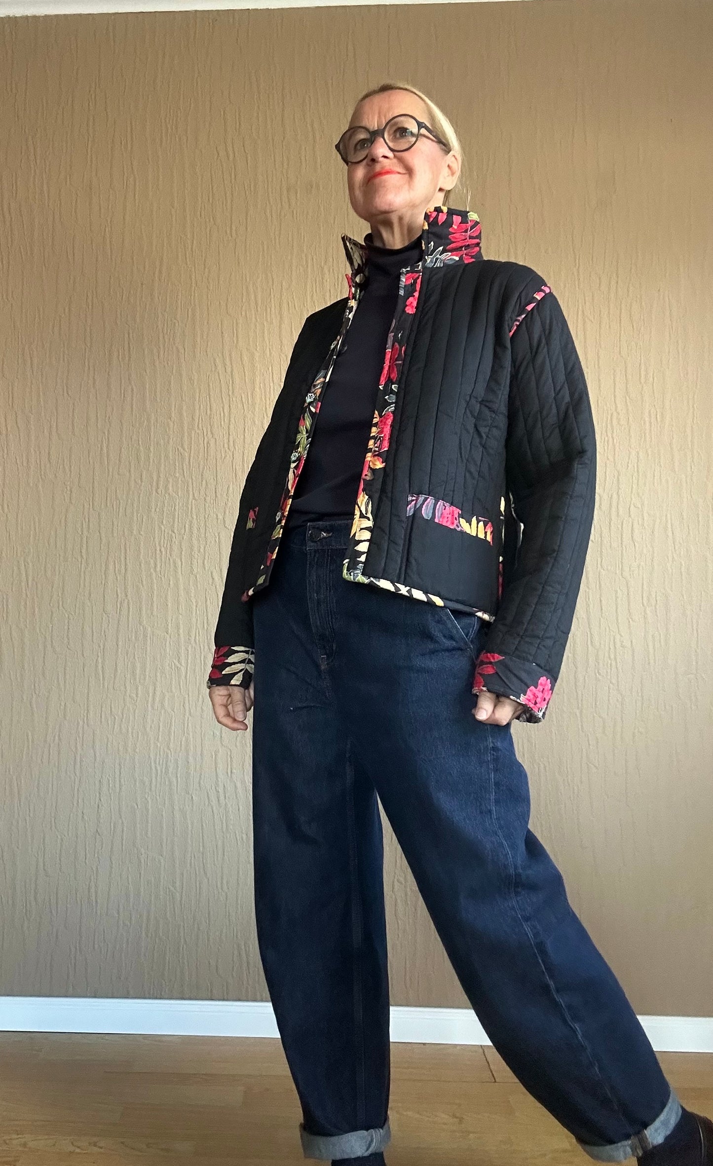 Patchwork Jacke Schwarz