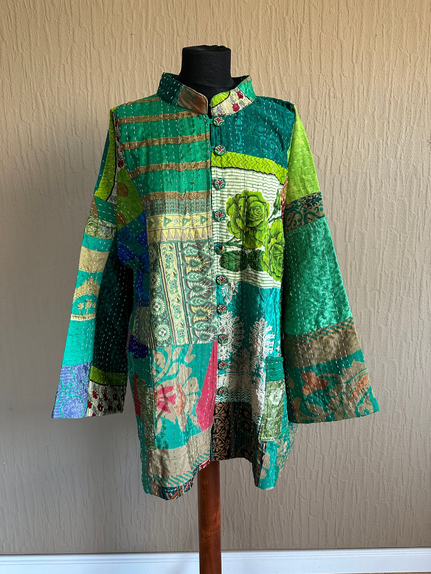 Vintage Kantha Jacke Seide
