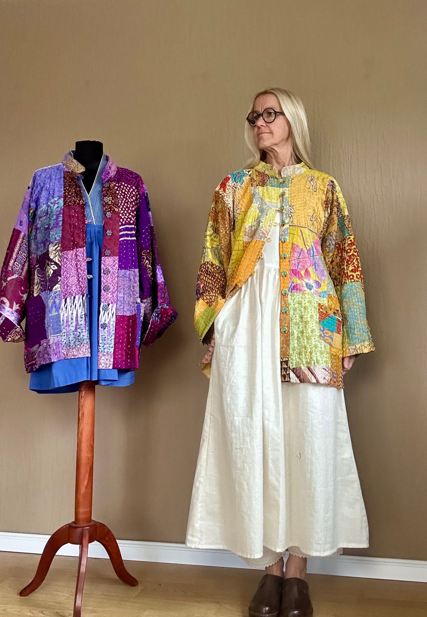 Vintage Kantha Jacke Seide