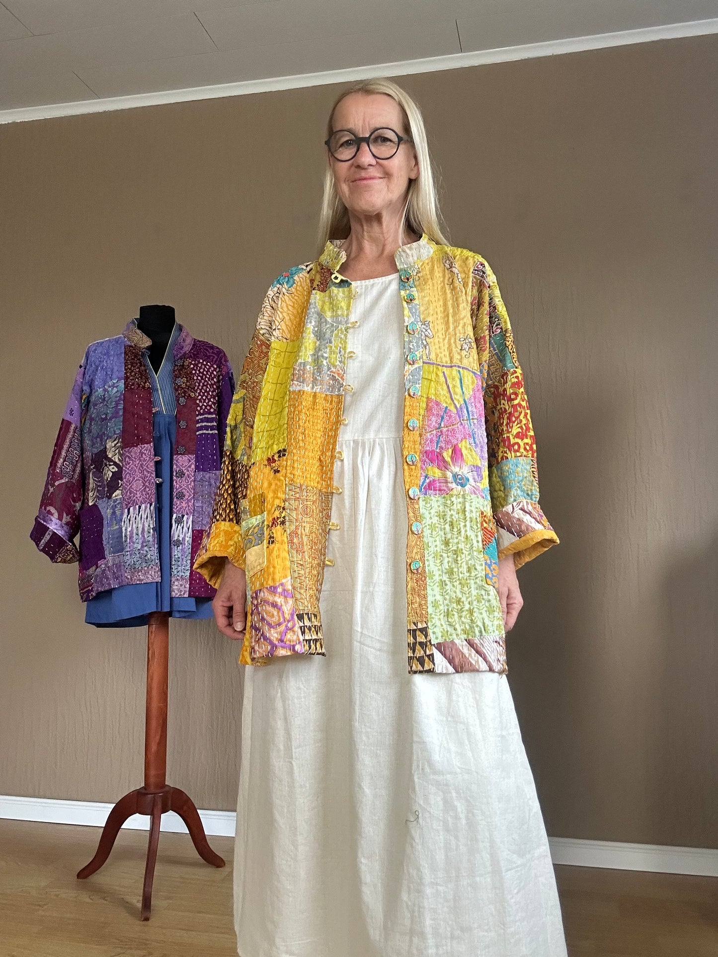 Vintage Kantha Jacke Seide