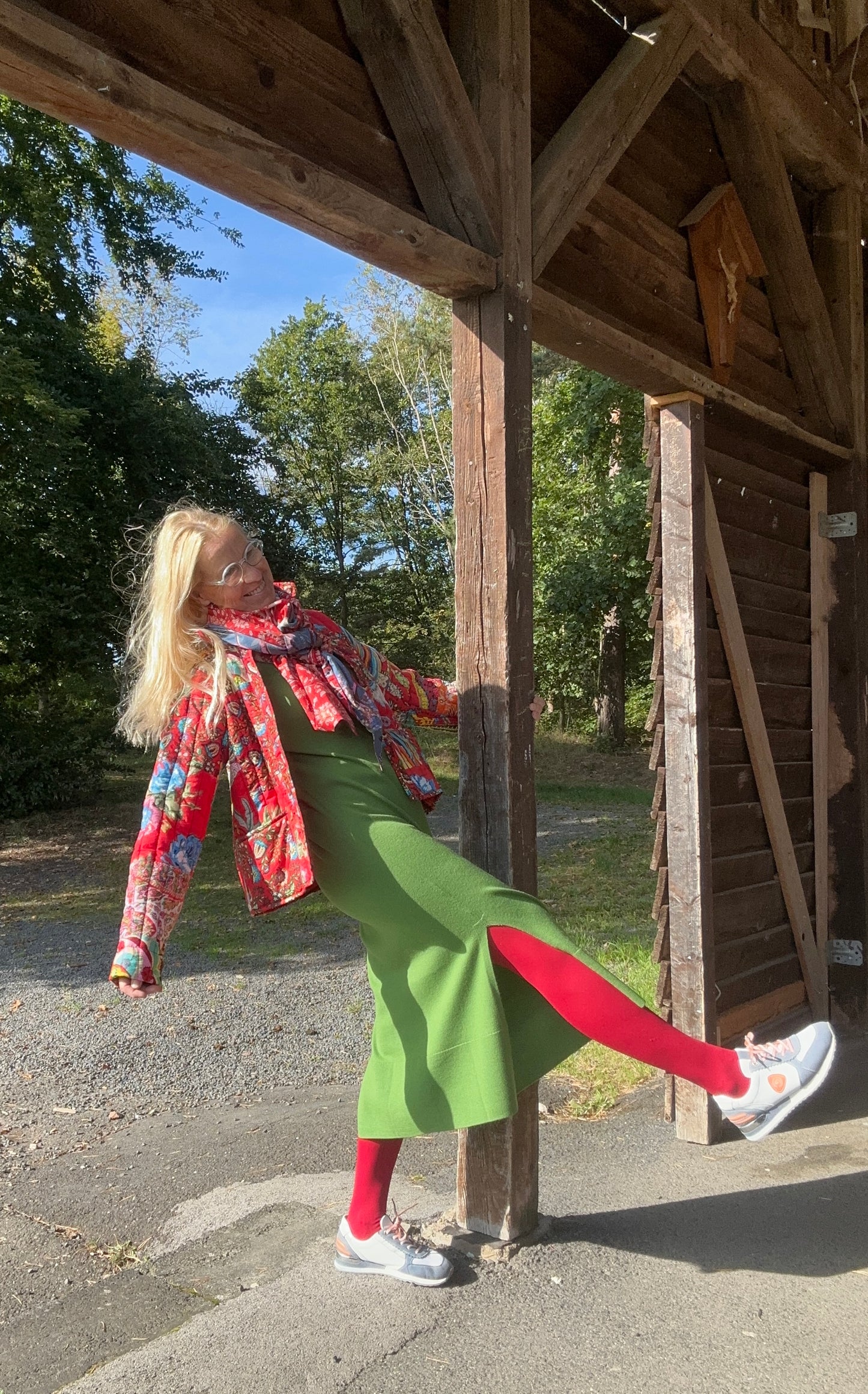 Patchwork Jacke Rot