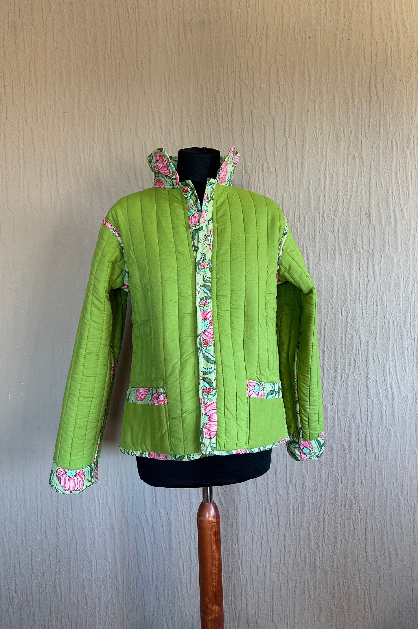 Patchwork Jacke Grün Gemustert