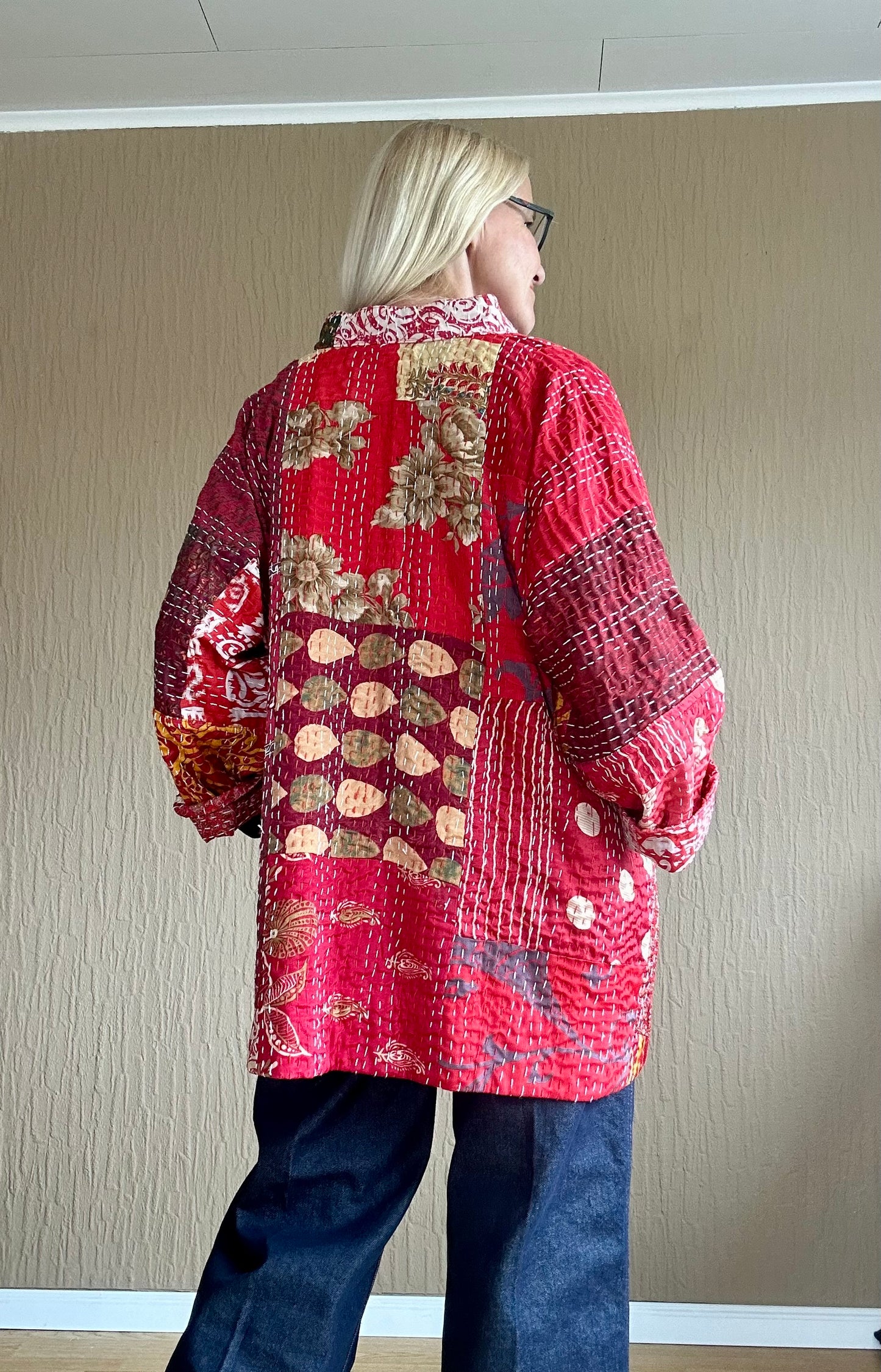 Vintage Kantha Jacke Seide