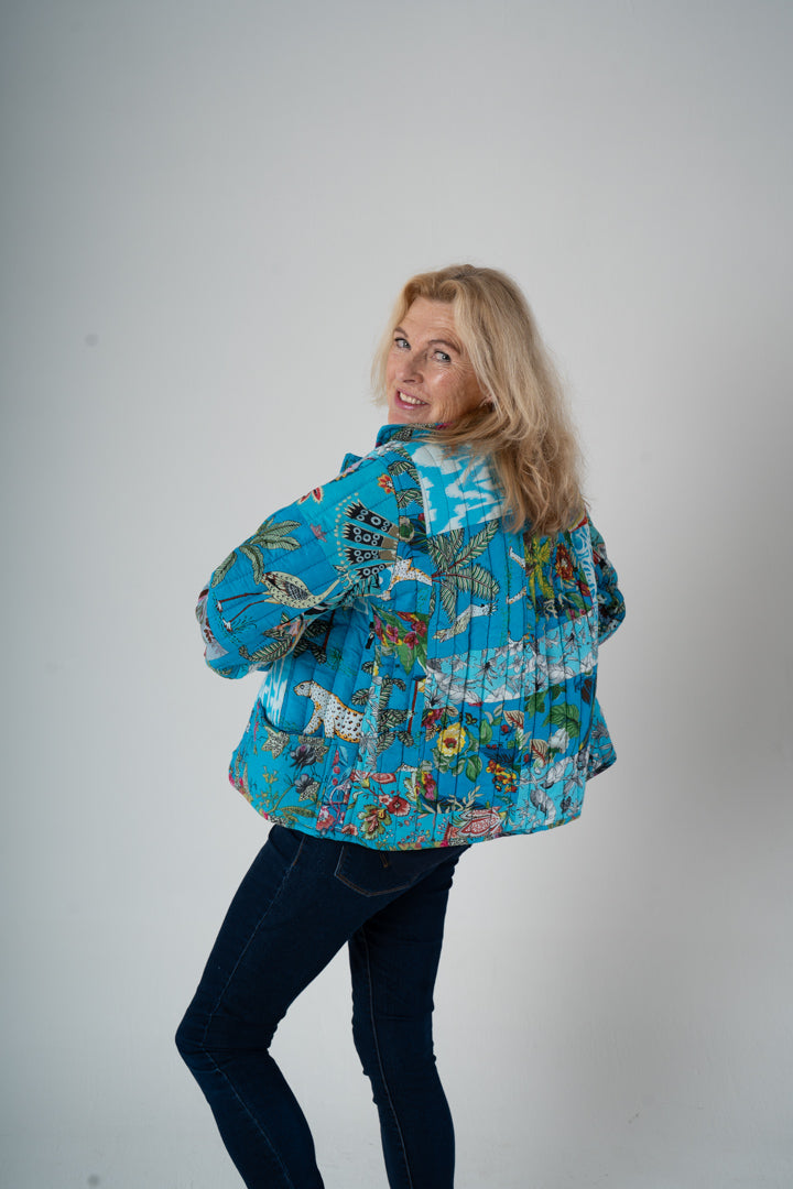 Patchwork Jacke Blau