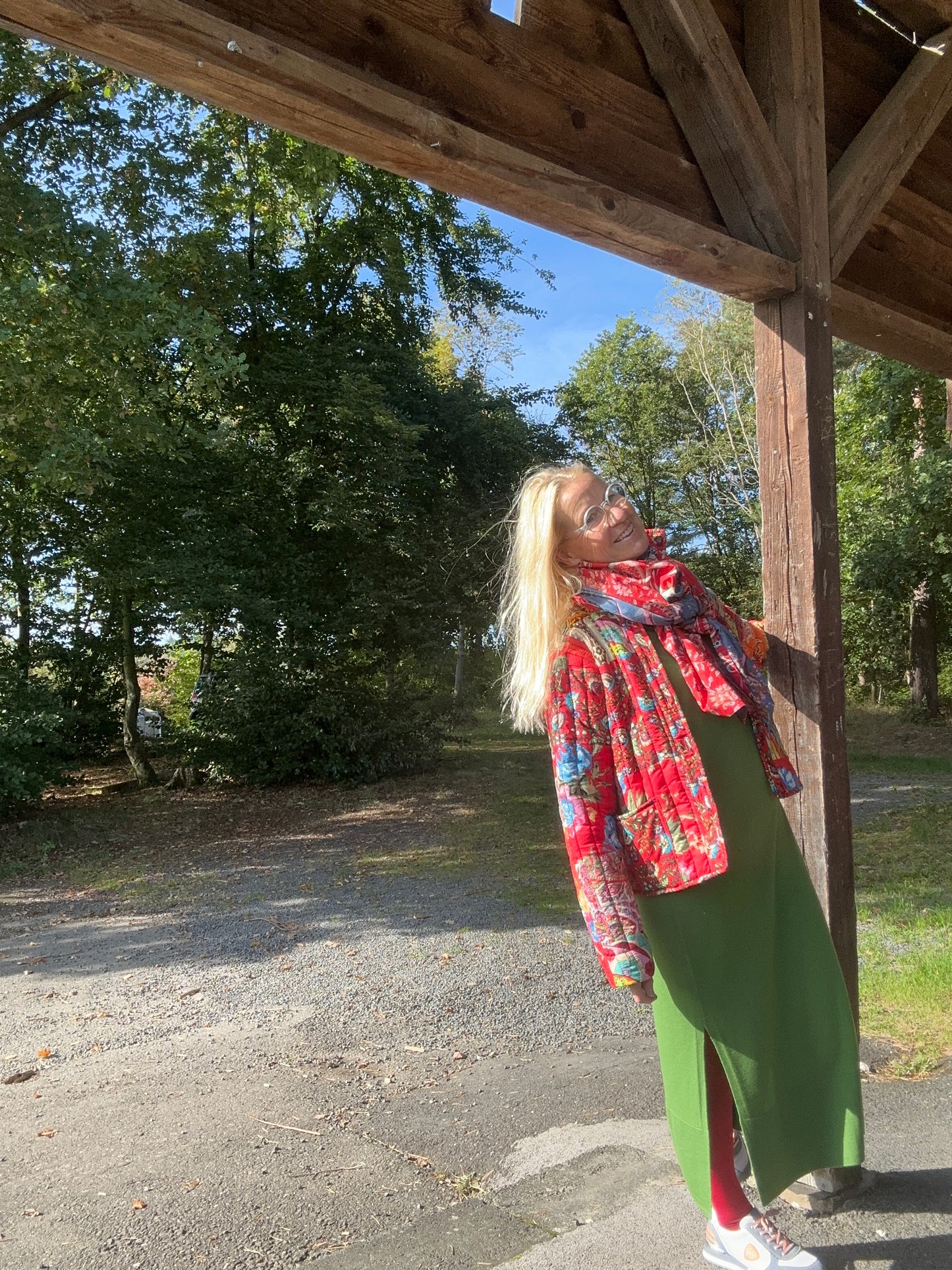 Patchwork Jacke Rot