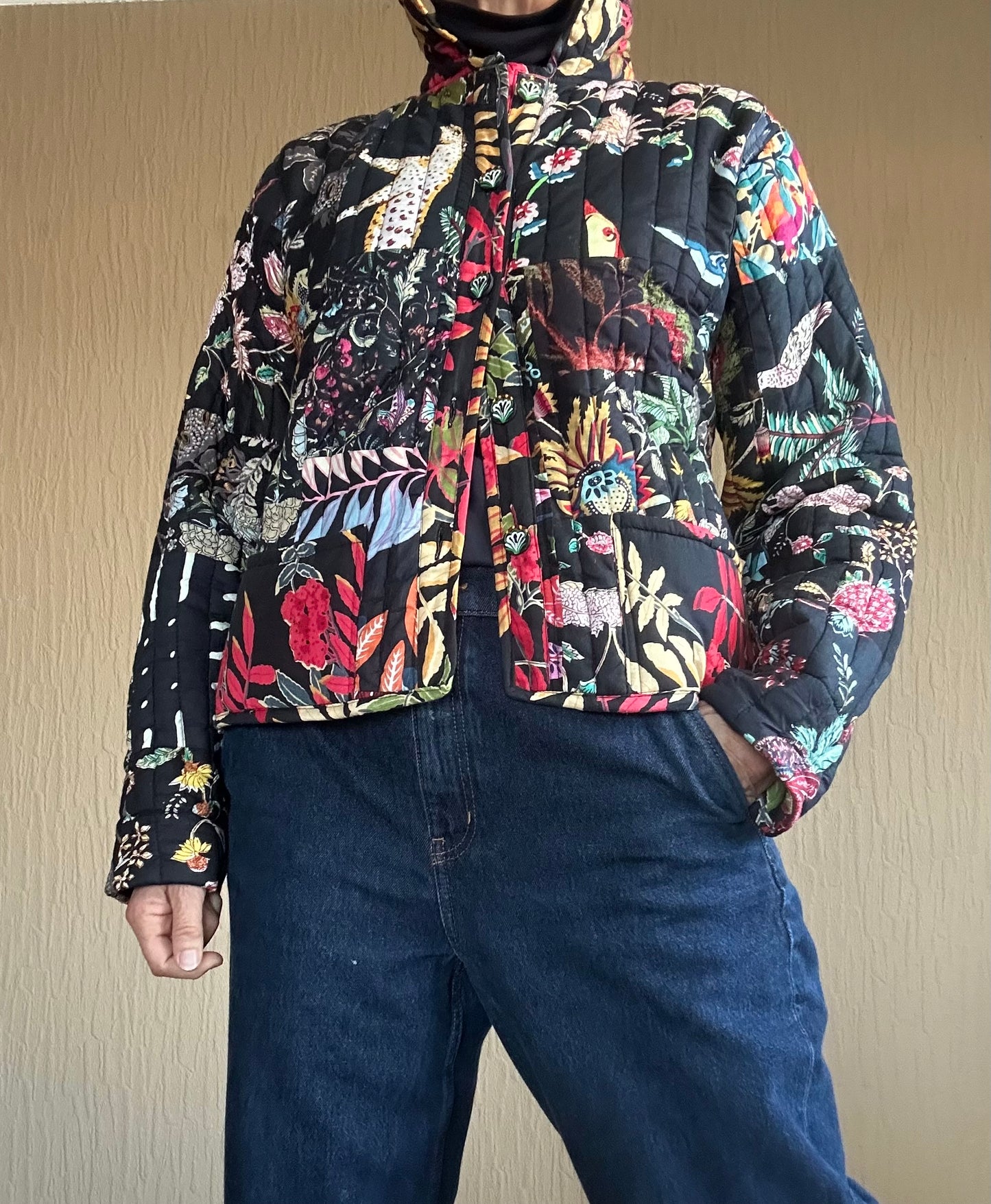 Patchwork Jacke Schwarz