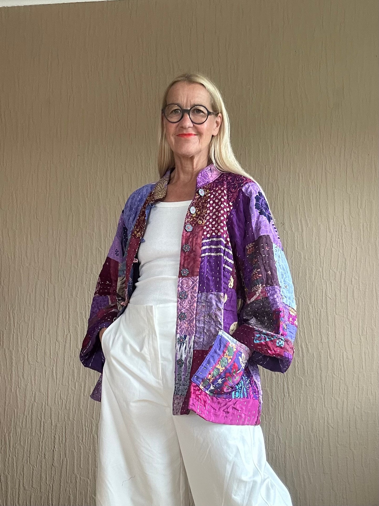 Vintage Kantha Jacke Seide