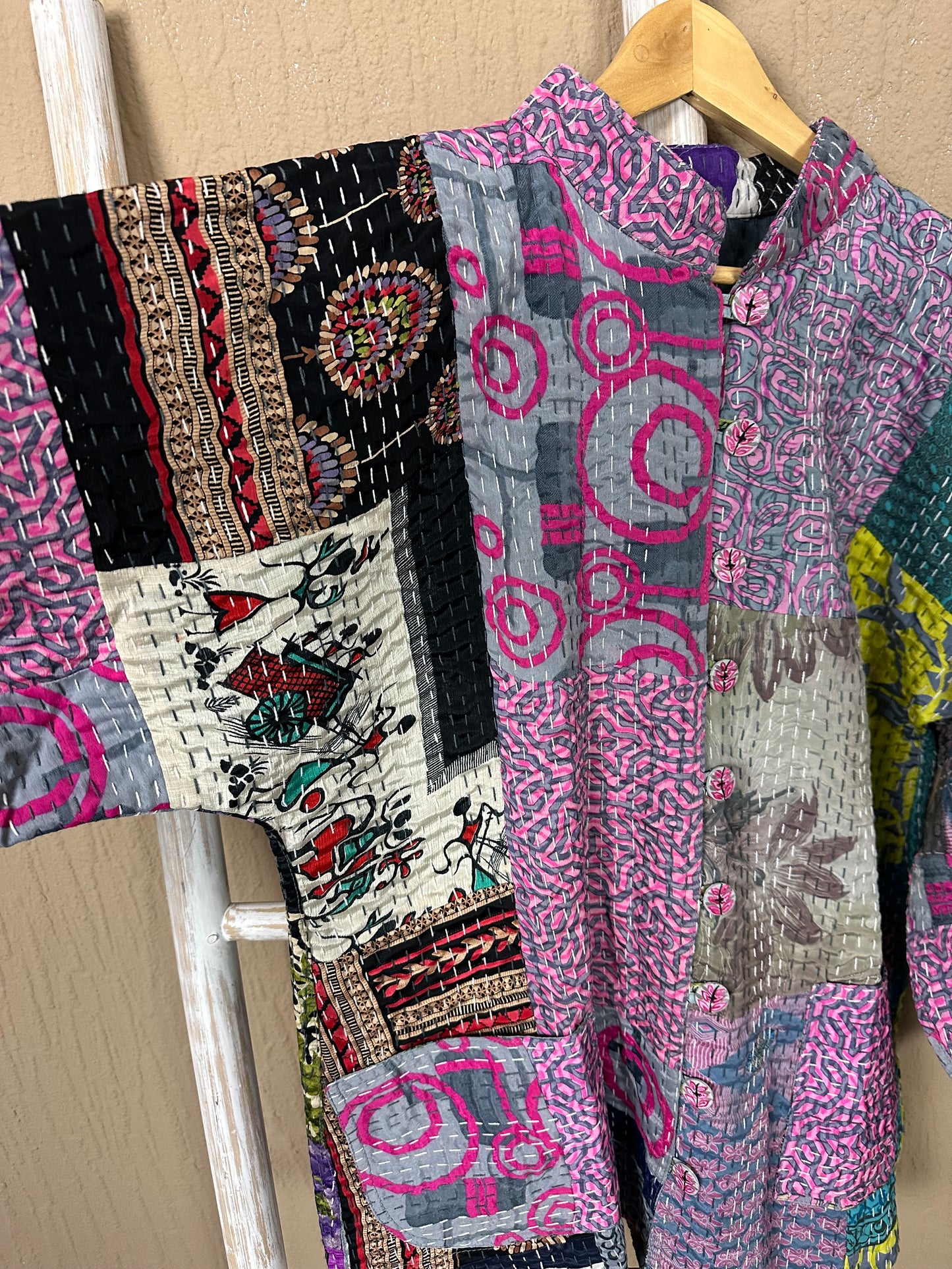 Vintage Kantha Jacke Seide
