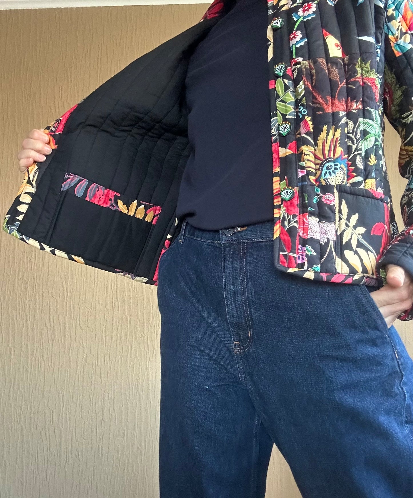 Patchwork Jacke Schwarz