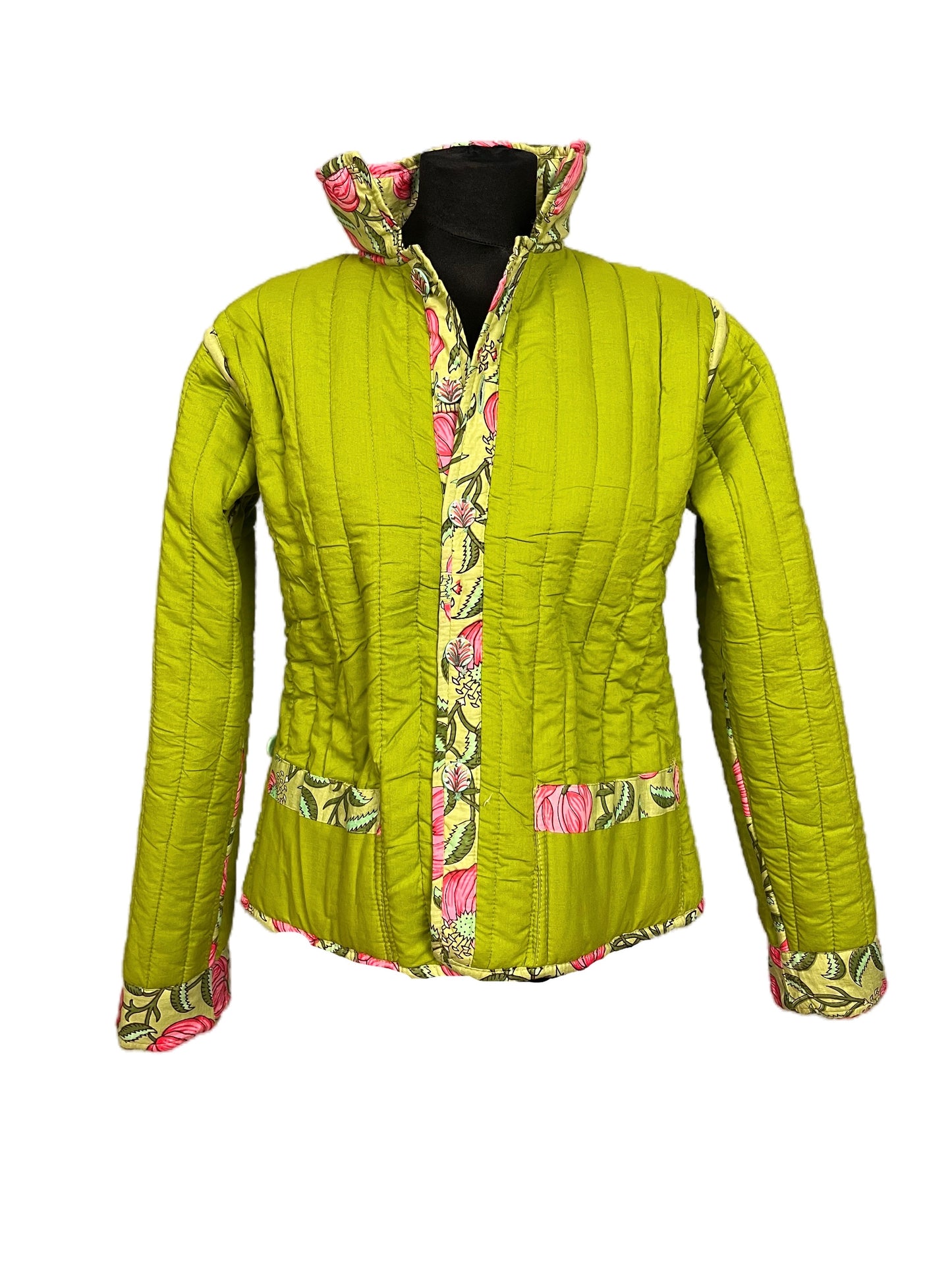 Patchwork Jacke Grün Wendejacke Ethno Boho
