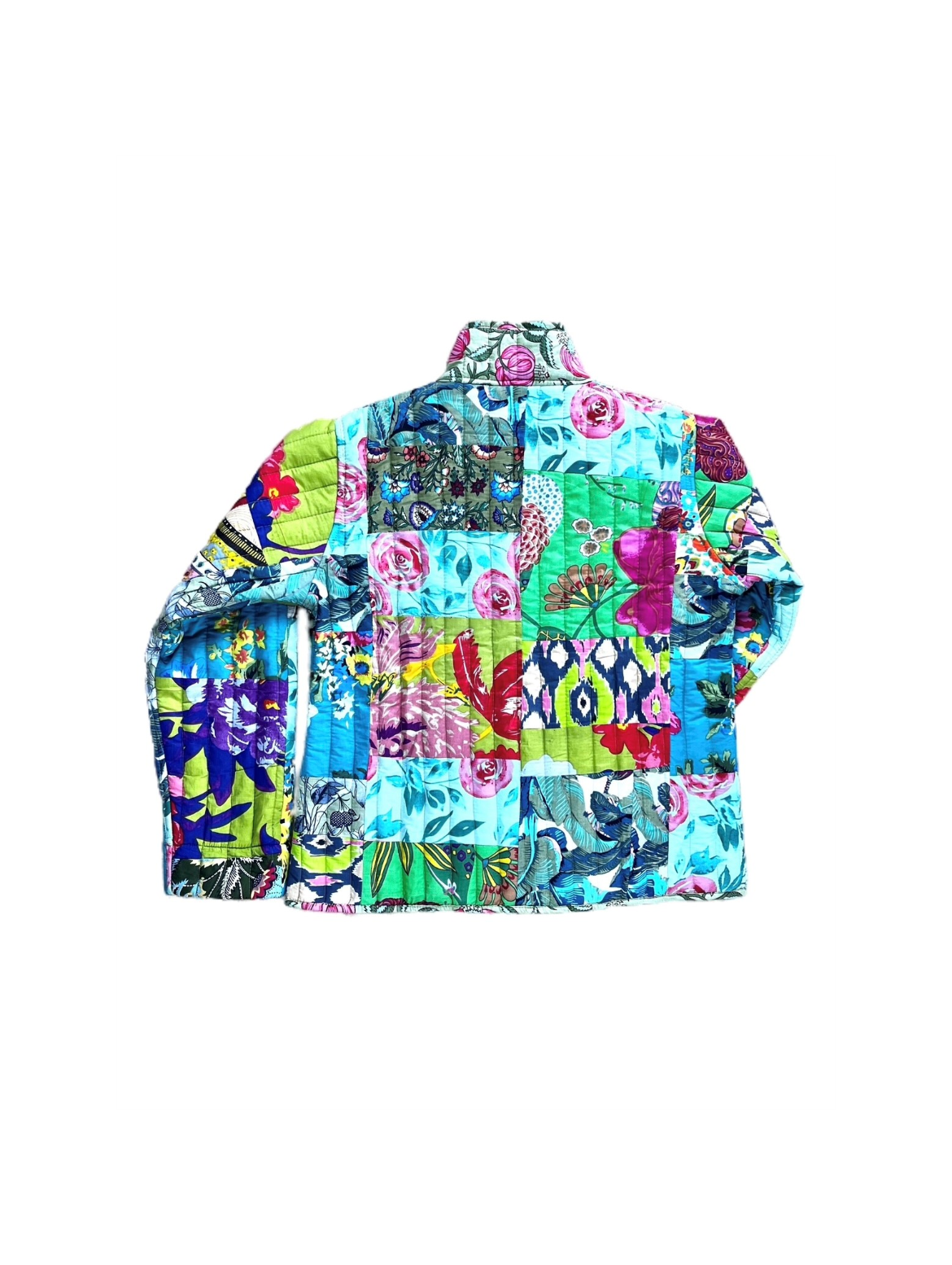 quilted patterned jacket from the back