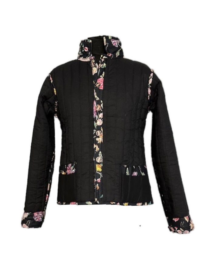 Patchwork Jacke Schwarz gemustert