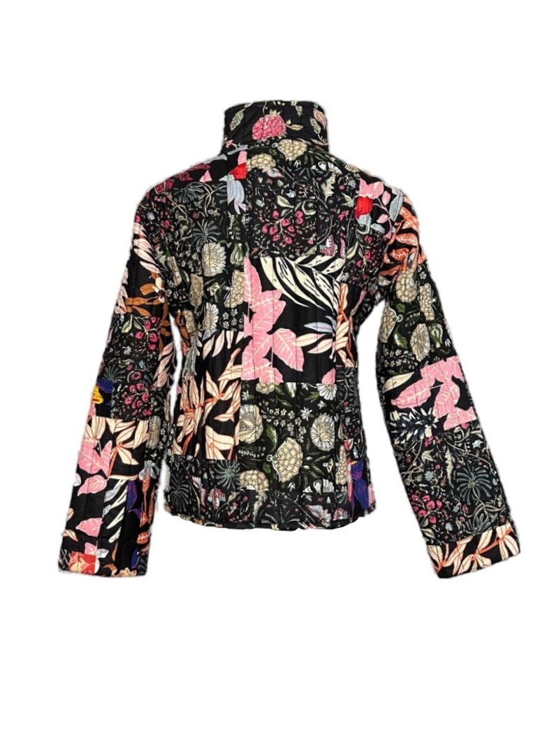 Patchwork Jacke Schwarz gemustert