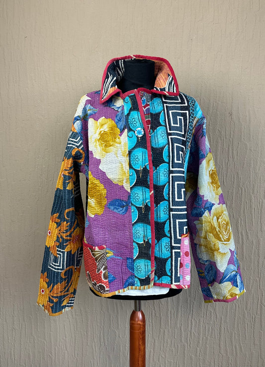 Vintage Kantha Jacke von vorne