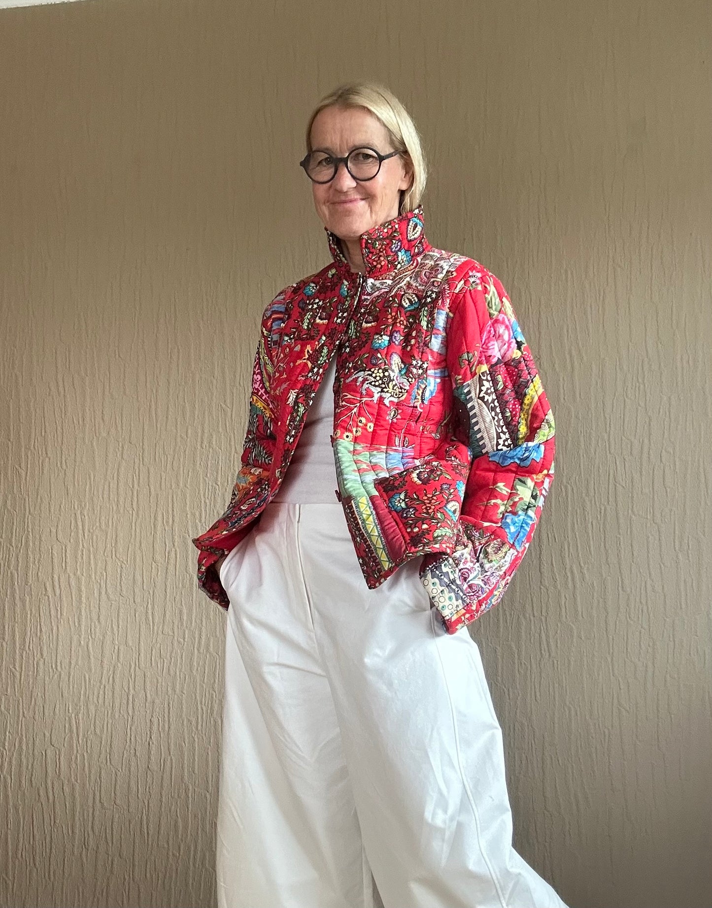 Patchwork Jacke Rot