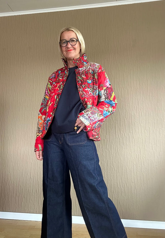 Patchwork Jacke Rot