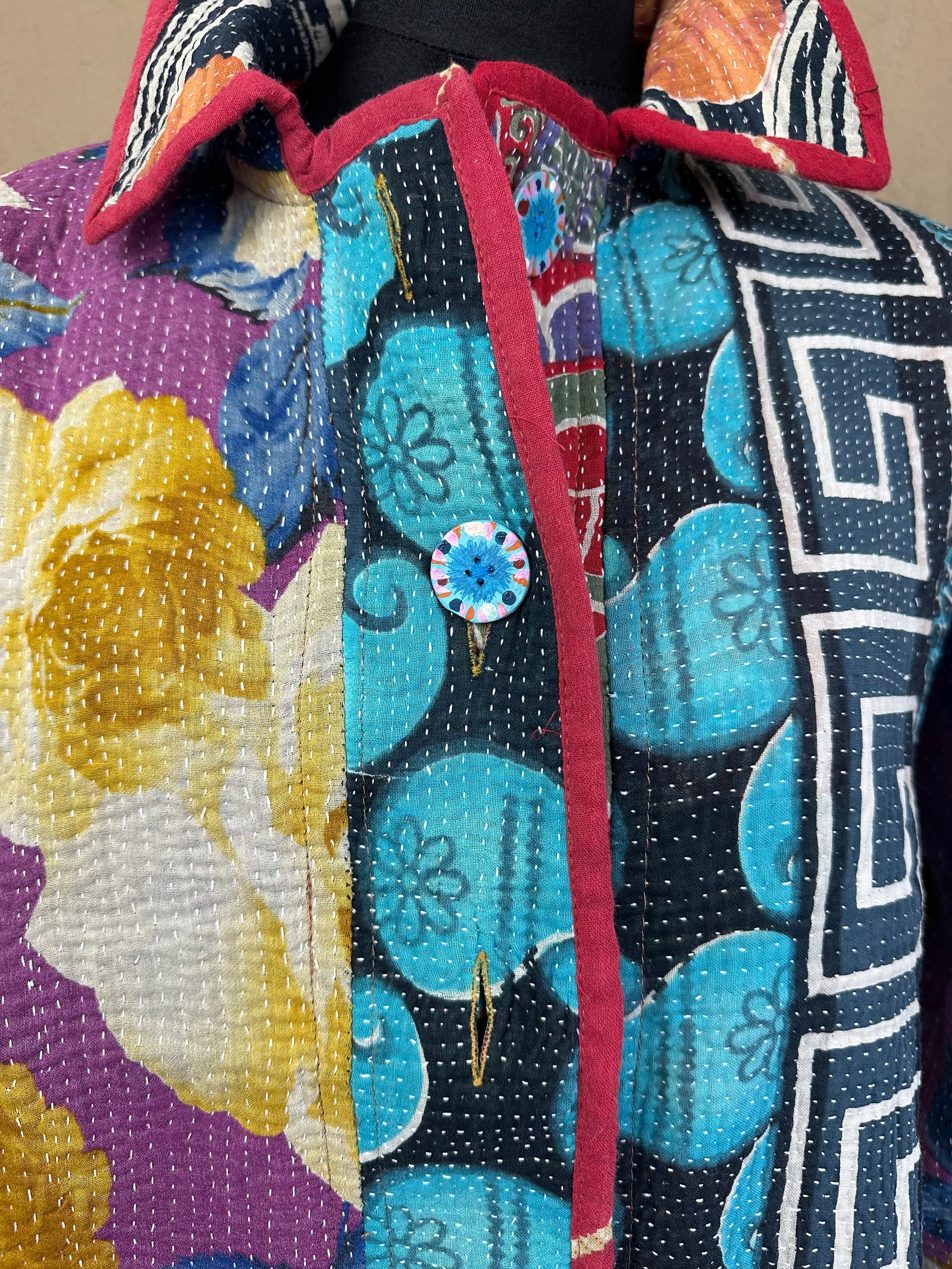 Vintage Kantha Jacke Nahaufnahme