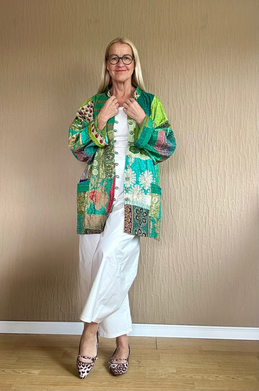 Vintage Kantha Jacke Seide