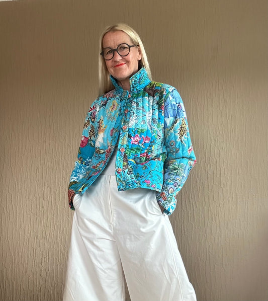 Patchwork Jacke Blau