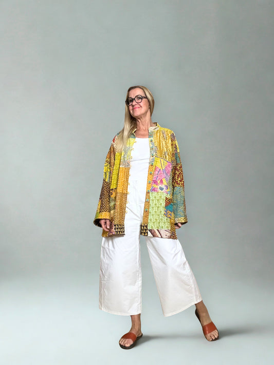 Vintage Kantha Jacke Seide