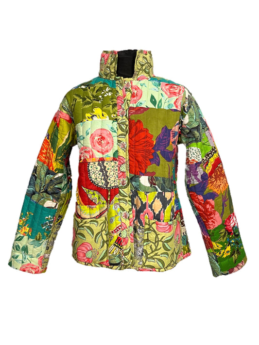 Patchwork Jacke Grün Wendejacke Ethno Boho