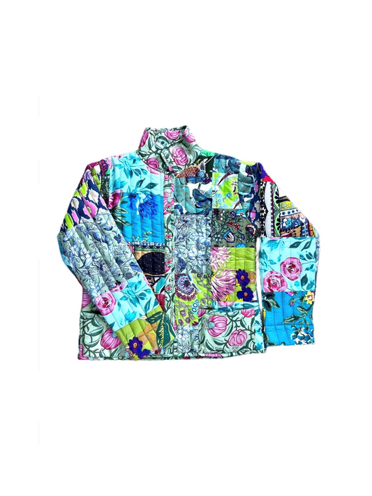 quilted patterned jacket from the front